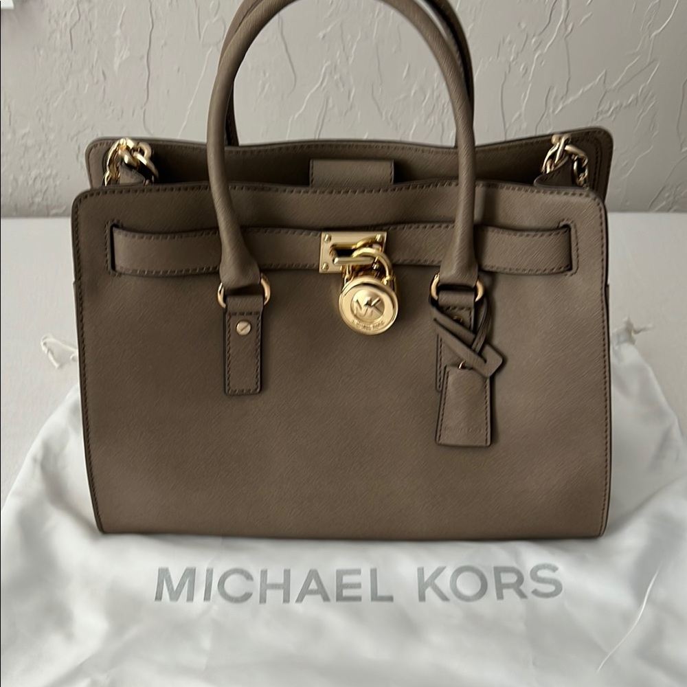 Michael Kors Brown Leather Satchel with Gold Hardware